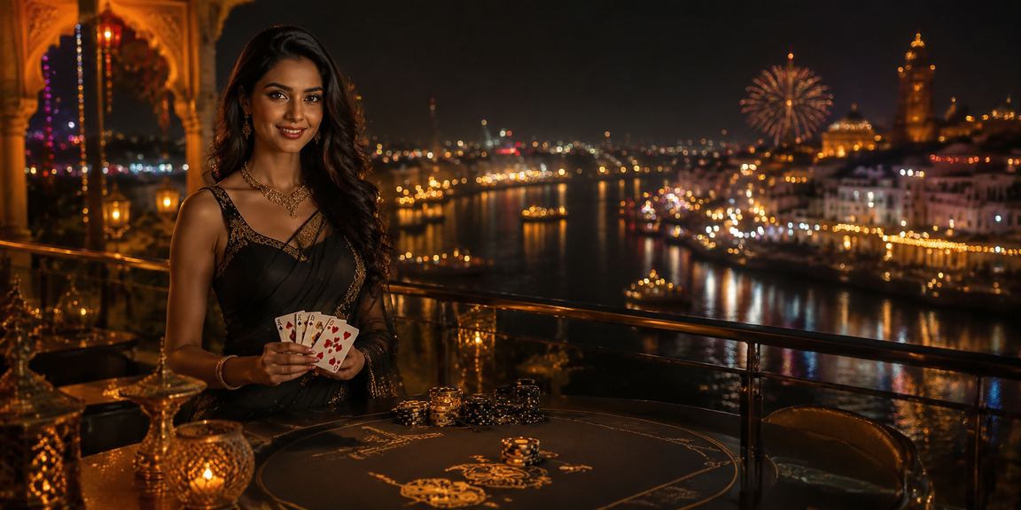 Teen Patti card game played at night in India market