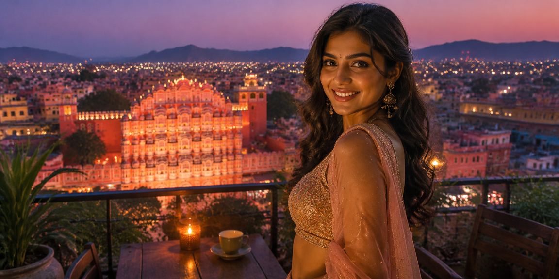 View of Jaipur with digital gaming on mobile devices
